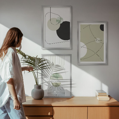 Lot de 3 tableaux pour salon Formes abstraites et couleurs