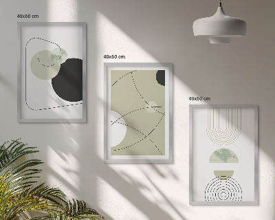 Lot de 3 tableaux pour salon Formes abstraites et couleurs
