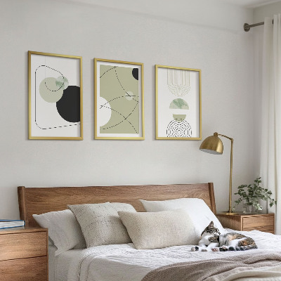 Lot de 3 tableaux pour salon Formes abstraites et couleurs