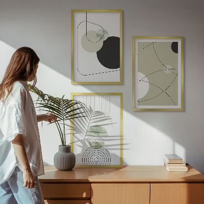 Lot de 3 tableaux pour salon Formes abstraites et couleurs