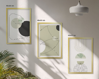 Lot de 3 tableaux pour salon Formes abstraites et couleurs