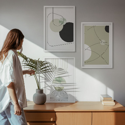 Lot de 3 tableaux pour salon Formes abstraites et couleurs