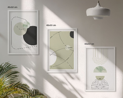 Lot de 3 tableaux pour salon Formes abstraites et couleurs