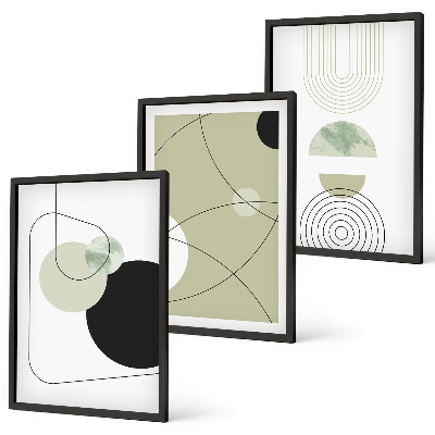 Lot de 3 tableaux pour salon Formes abstraites et couleurs