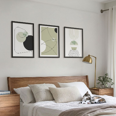 Lot de 3 tableaux pour salon Formes abstraites et couleurs