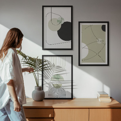 Lot de 3 tableaux pour salon Formes abstraites et couleurs