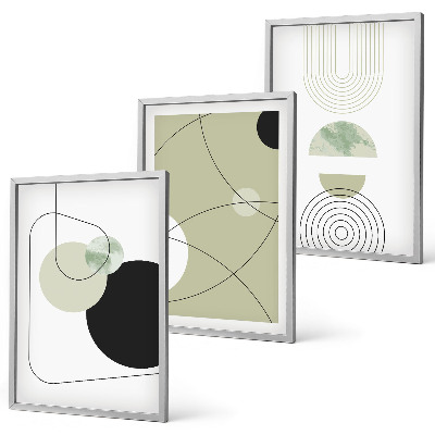 Lot de 3 tableaux pour salon Formes abstraites et couleurs