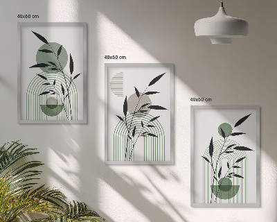 Lot de 3 tableaux pour salon Compositions végétales bohèmes