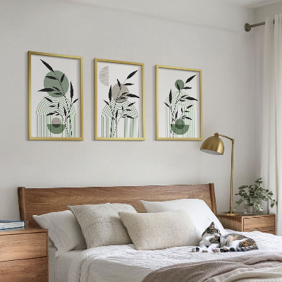 Lot de 3 tableaux pour salon Compositions végétales bohèmes