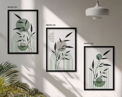 Lot de 3 tableaux pour salon Compositions végétales bohèmes