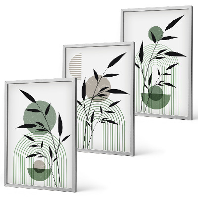 Lot de 3 tableaux pour salon Compositions végétales bohèmes