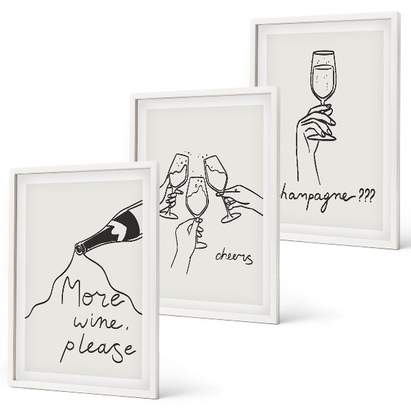 Cadre photo mural Illustration au trait de vin de champagne