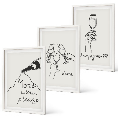 Cadre photo mural Illustration au trait de vin de champagne