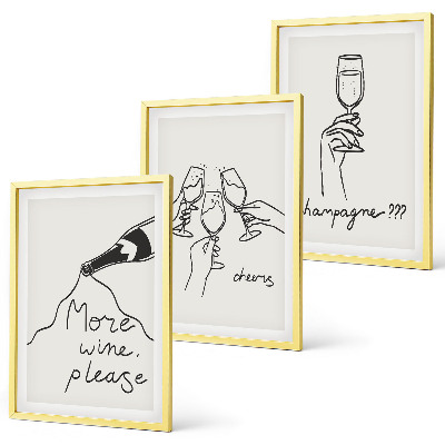 Cadre photo mural Illustration au trait de vin de champagne