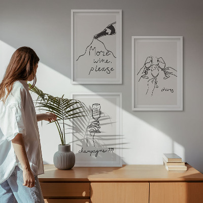 Cadre photo mural Illustration au trait de vin de champagne