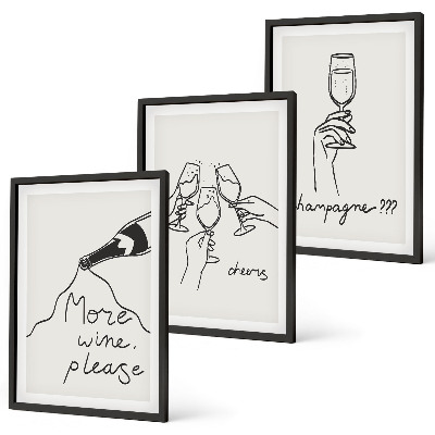 Cadre photo mural Illustration au trait de vin de champagne