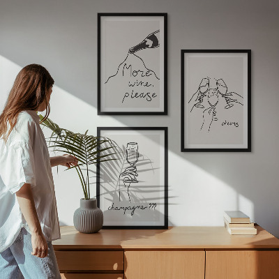 Cadre photo mural Illustration au trait de vin de champagne