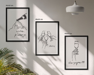 Cadre photo mural Illustration au trait de vin de champagne