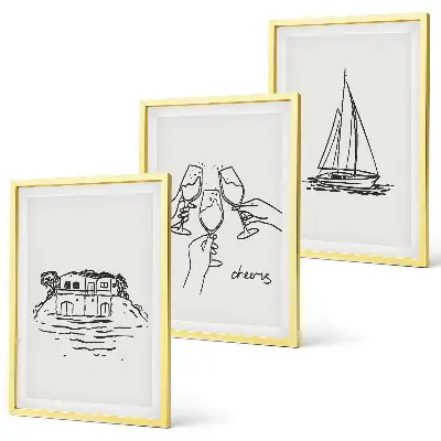 Lot de 3 tableaux pour salon motif de voilier dans une maison au bord de l'eau