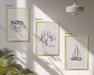 Lot de 3 tableaux pour salon Toast au voilier dans une maison au bord de l'eau