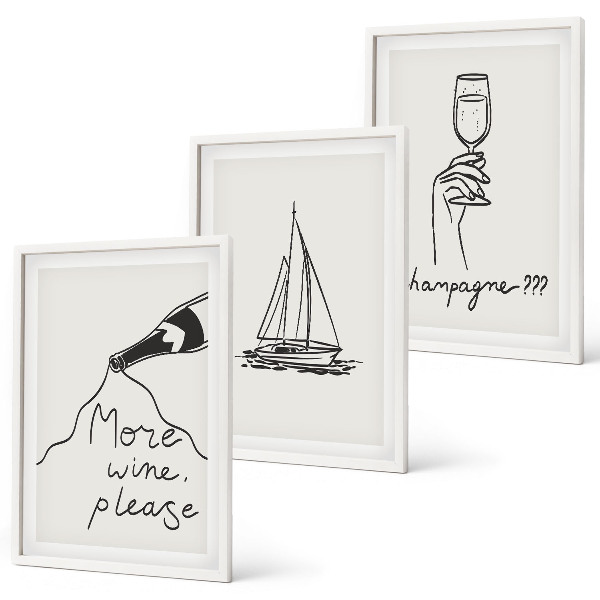 Cadre photo mural Dessin au trait d'un verre à vin en forme de voilier