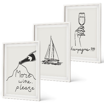 Cadre photo mural Dessin au trait d'un verre à vin en forme de voilier