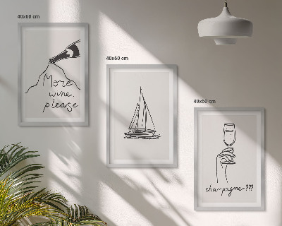 Cadre photo mural Dessin au trait d'un verre à vin en forme de voilier