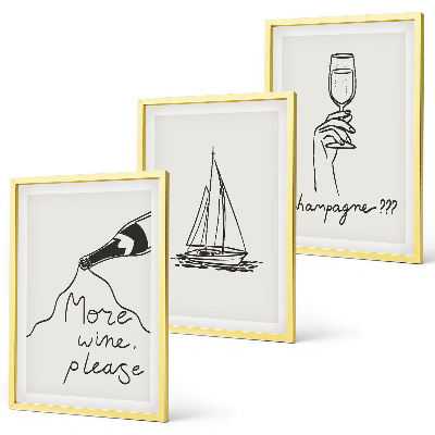 Cadre photo mural Dessin au trait d'un verre à vin en forme de voilier