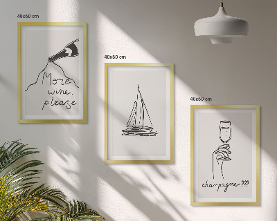 Cadre photo mural Dessin au trait d'un verre à vin en forme de voilier