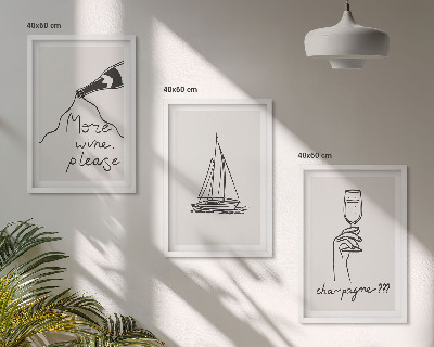 Cadre photo mural Dessin au trait d'un verre à vin en forme de voilier