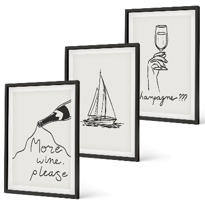 Cadre photo mural Dessin au trait d'un verre à vin en forme de voilier
