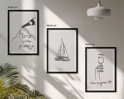 Cadre photo mural Dessin au trait d'un verre à vin en forme de voilier