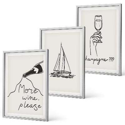 Cadre photo mural Dessin au trait d'un verre à vin en forme de voilier