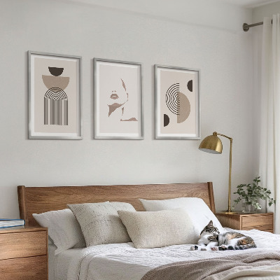 Lot de 3 tableaux pour salon Formes abstraites et visage