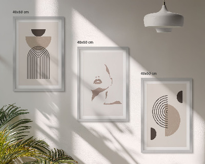 Lot de 3 tableaux pour salon Formes abstraites et visage