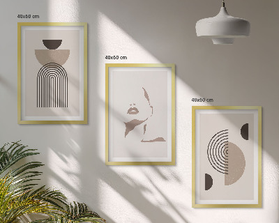 Lot de 3 tableaux pour salon Formes abstraites et visage