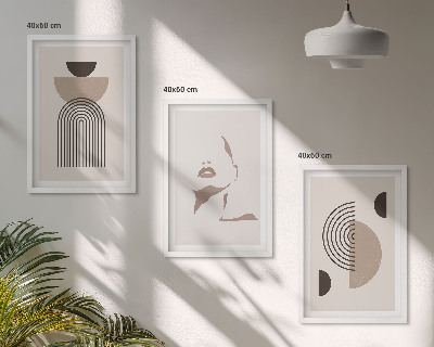 Lot de 3 tableaux pour salon Formes abstraites et visage