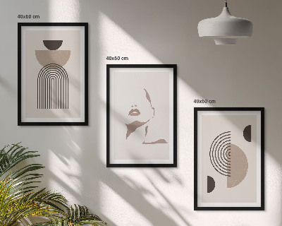 Lot de 3 tableaux pour salon Formes abstraites et visage
