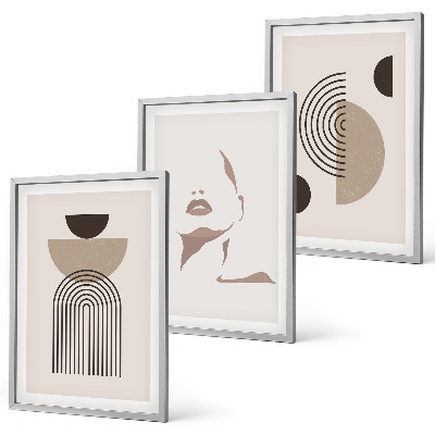 Lot de 3 tableaux pour salon Formes abstraites et visage