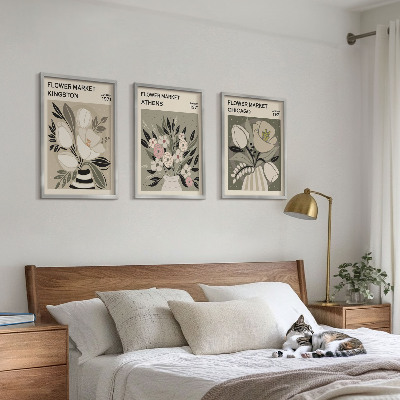 Lot de 3 tableaux pour salon Compositions florales rétro