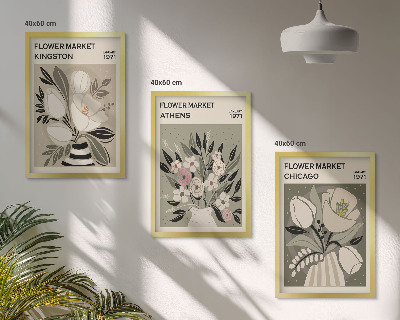 Lot de 3 tableaux pour salon Compositions florales rétro