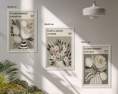 Lot de 3 tableaux pour salon Compositions florales rétro