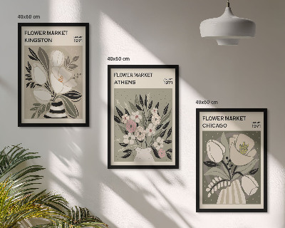 Lot de 3 tableaux pour salon Compositions florales rétro