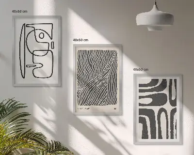 Cadre photo mural avec motifs de lignes et textures abstraites