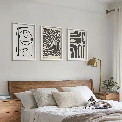 Cadre photo mural avec motifs de lignes et textures abstraites