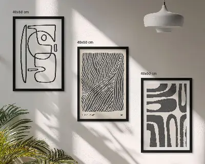 Cadre photo mural avec motifs de lignes et textures abstraites