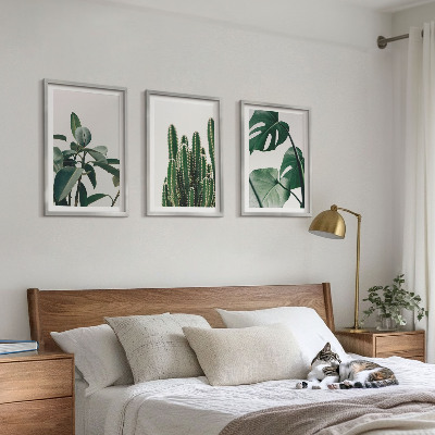 Lot de 3 tableaux pour salon Plantes esthétiques tropicales