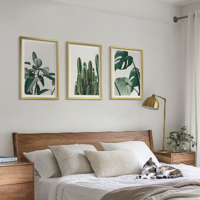 Lot de 3 tableaux pour salon Plantes esthétiques tropicales