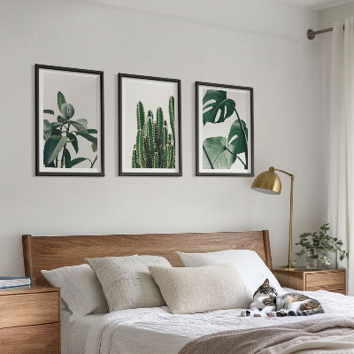Lot de 3 tableaux pour salon Plantes esthétiques tropicales