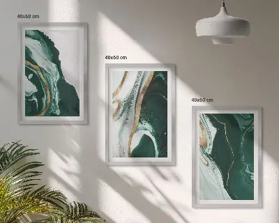Cadre photo mural avec motifs de peinture abstraite verte